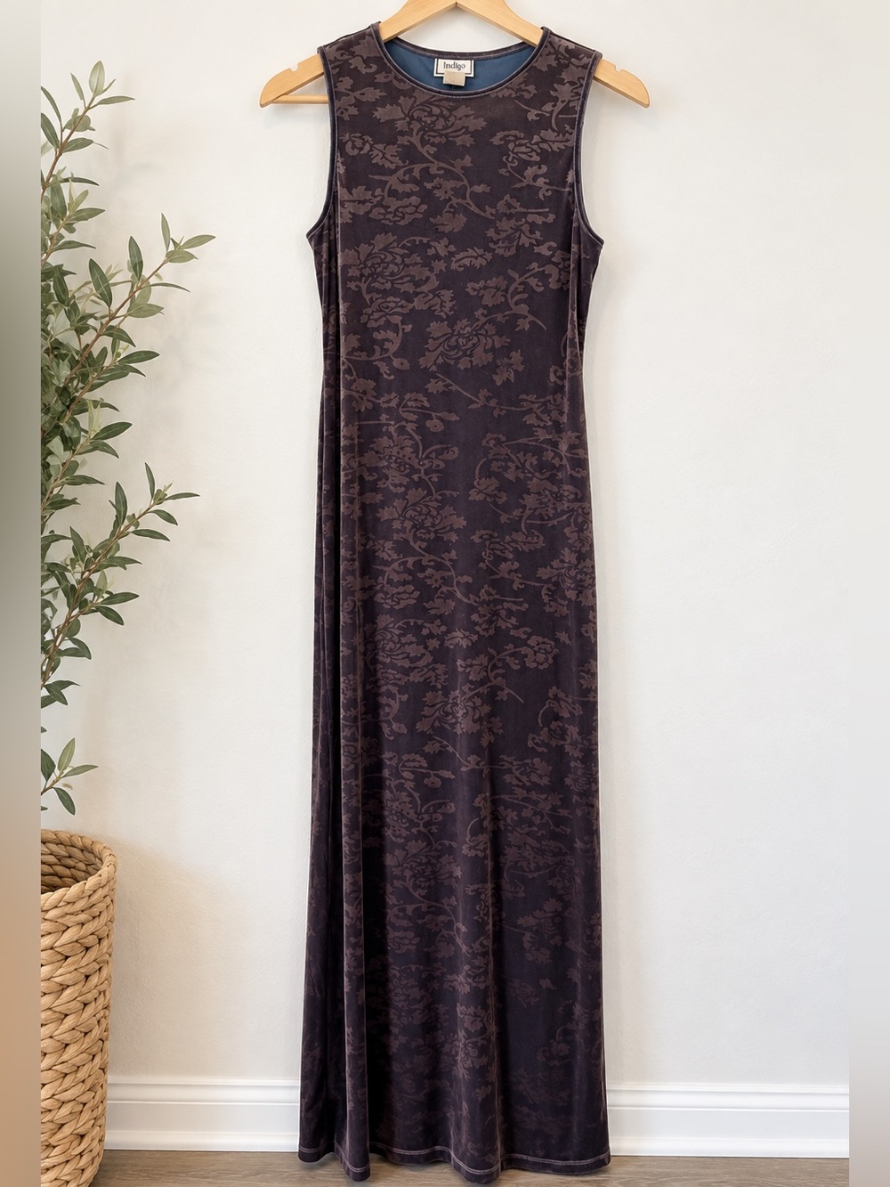 Vintage joule floral velvet maxi dress h